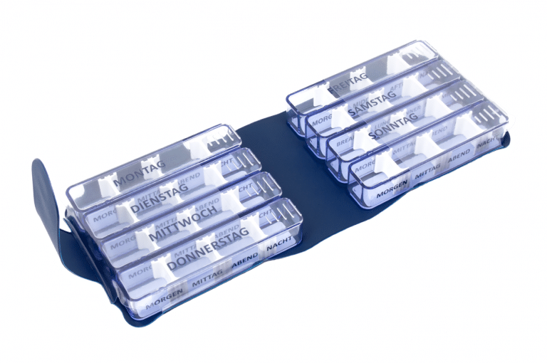 Medidos-DE-No8-Classic-Saphire-Open-pill-dispenser-Kibodan-danish-design